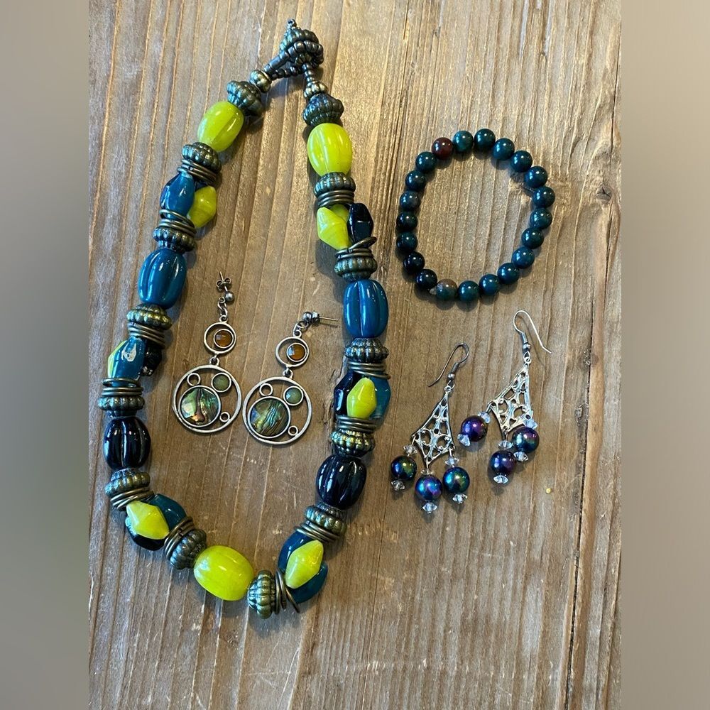 Vintage Inspired Retro Vibe Handcrafted Necklace Bracelet and Earrings